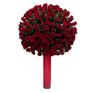 A long vase with 200 red roses for delivery in Egypt