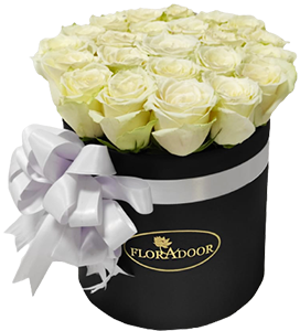 A black gift box of roses (white color)